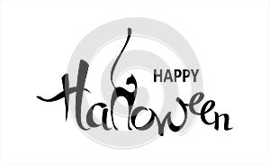 Happy Halloween banner on a white background. Holiday calligraphy for poster, greeting card, party invitation