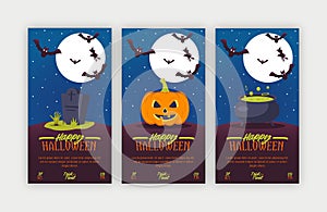 Happy halloween banners set vector.