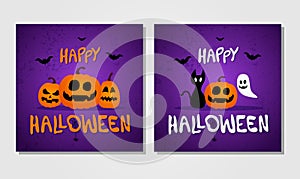 happy halloween bat pumpkin ghost spider black cat purple orange post