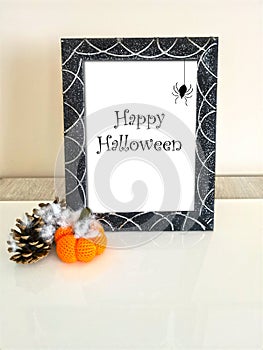 Happy Halloween black frame with pumpkin