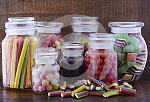 Happy Halloween Candy in Glass Apothecary Jars photo