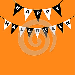 Happy Halloween card. Bunting flags pack letters. Flag garland. Party decoration element.