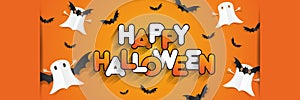 Happy Halloween card design elements on background