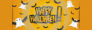 Happy Halloween card design elements on background