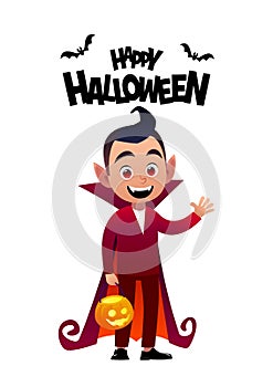 Happy Halloween cartoon character dracula kid costume vampire