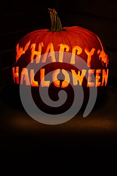 Happy Halloween Carved Pumpkin photo