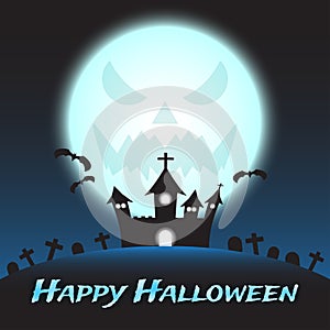 Happy Halloween - Castle Under Blue Monstrous Moon