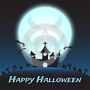 Happy Halloween - Castle Under Blue Monstrous Moon photo