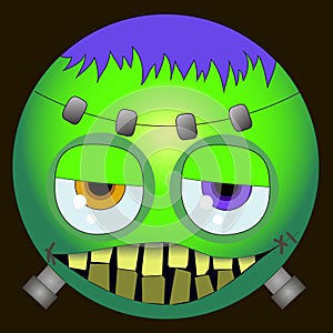 Happy Halloween clipart eps Cute Frankenstein emoji smiley