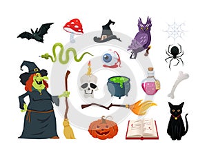 Happy Halloween - colorful vector design style objects