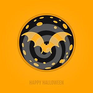 Happy halloween concept with bat and moon.