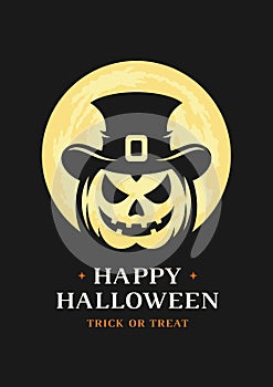 Happy Halloween creepy holiday poster flyer t shirt print design template vector flat illustration