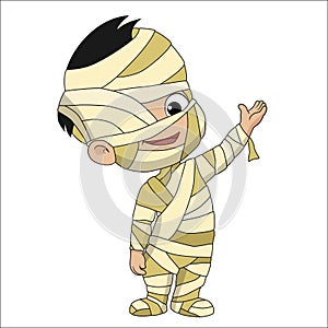 Happy Halloween.Cute mummy in halloween.vector and illustration.