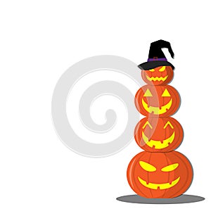 Happy Halloween Day. Cute pumpkin smile spooky scary on white background.