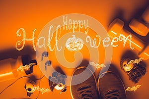 Happy Halloween day with Fitness, Exercise, Working out healthy