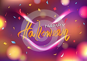 Happy halloween day, ghost spirirt haunted smiles, fantasy party horror celebration abstract background vector illustration, light