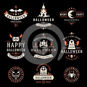 Happy Halloween day labels and badges