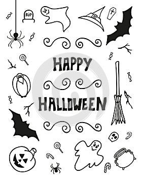Happy Halloween day silhouette collections design.