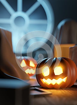 Happy Halloween Decoration Pumpkins Background