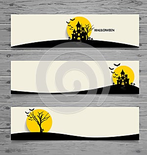 Happy Halloween design background, Cute note paper with Halloween background. Vector illustration.