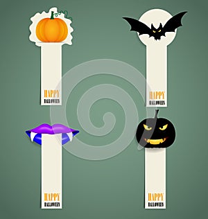Happy Halloween design background, Cute note paper with Halloween background. Vector illustration.