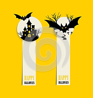 Happy Halloween design background and Cute note paper. Vector il