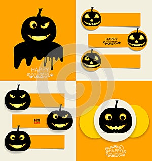 Happy Halloween design background and Cute note paper. Vector il