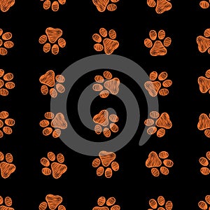 Happy Halloween design doodle orange paw print
