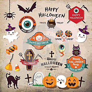 Happy Halloween design elements. Halloween design elements, logos, badges, labels, icons and objects.