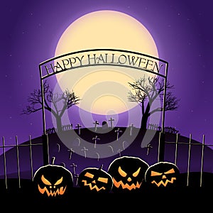 Happy Halloween Design With Huge Moon