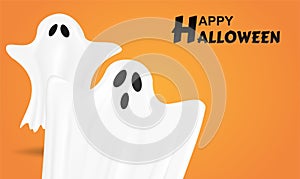 Happy Halloween. Design with scary ghost background .