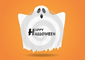 Happy Halloween. Design with scary ghost background .