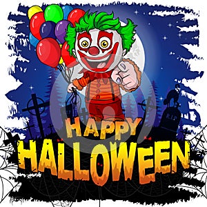 Happy Halloween Design template with clown.