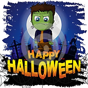 Happy Halloween Design template with Frankenstein.