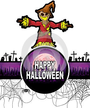 Happy Halloween Design template with scarecrow.