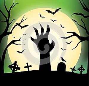 Happy Halloween Design Zombie Hand Silhouette -