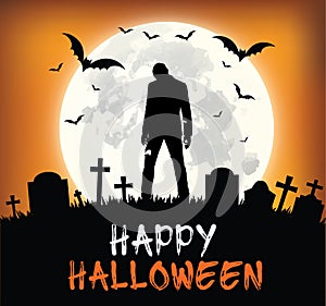 Happy Halloween Design Zombie Silhouette -