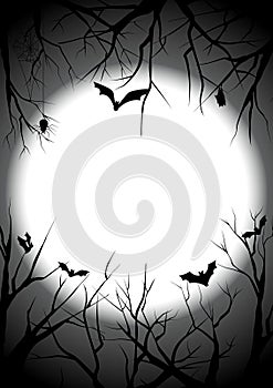 Happy halloween died tree silhouette background