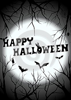 Happy halloween died tree silhouette invitation