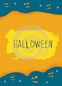 Happy Halloween flat vertical poster. Vector illustration.