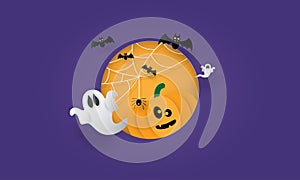 Happy Halloween, Ghosts bats spider and pumpkins