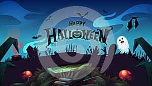 Happy Halloween ghosts at night