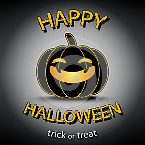 Happy halloween greeting card with pumpkin black background
