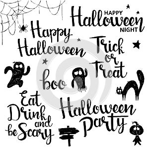 Happy Halloween hand drawn lettering set