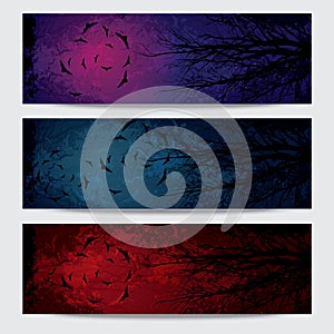 Happy Halloween horizontal banners set
