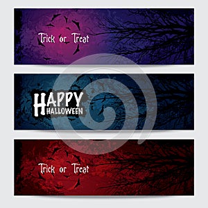 Happy Halloween horizontal banners set