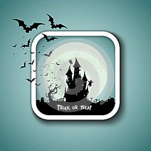 Happy Halloween icon button, Mix of Various Spooky Creatures, Mo