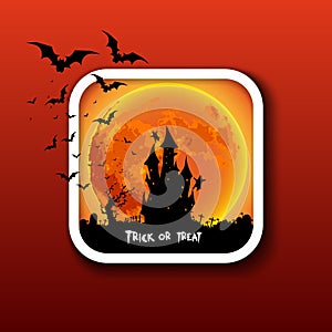 Happy Halloween icon button, Mix of Various Spooky Creatures, Mo