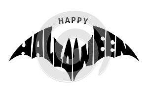 Happy Halloween. Lettering in silhouette bat