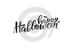 Happy Halloween lettering, vector brush calligraphy. Handwritten Halloween typography print for flyer, poster, greeting card,